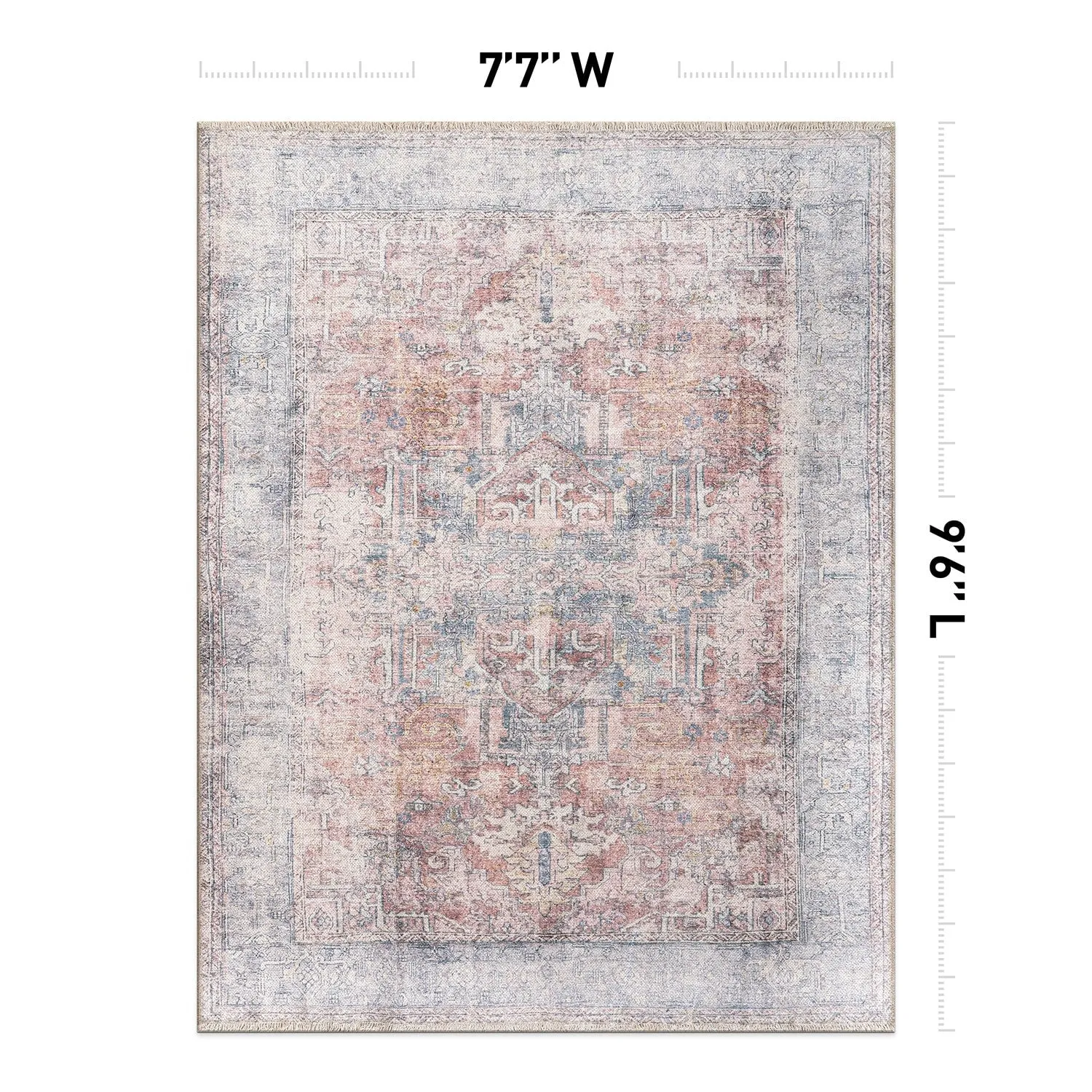 World Rug Gallery Vintage Transitional Boho Machine Washable Area Rug