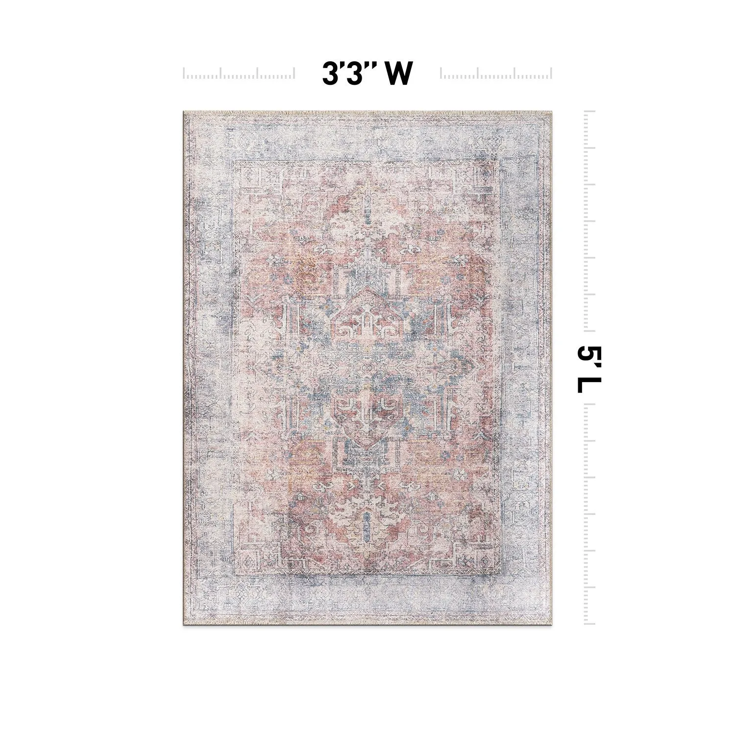 World Rug Gallery Vintage Transitional Boho Machine Washable Area Rug