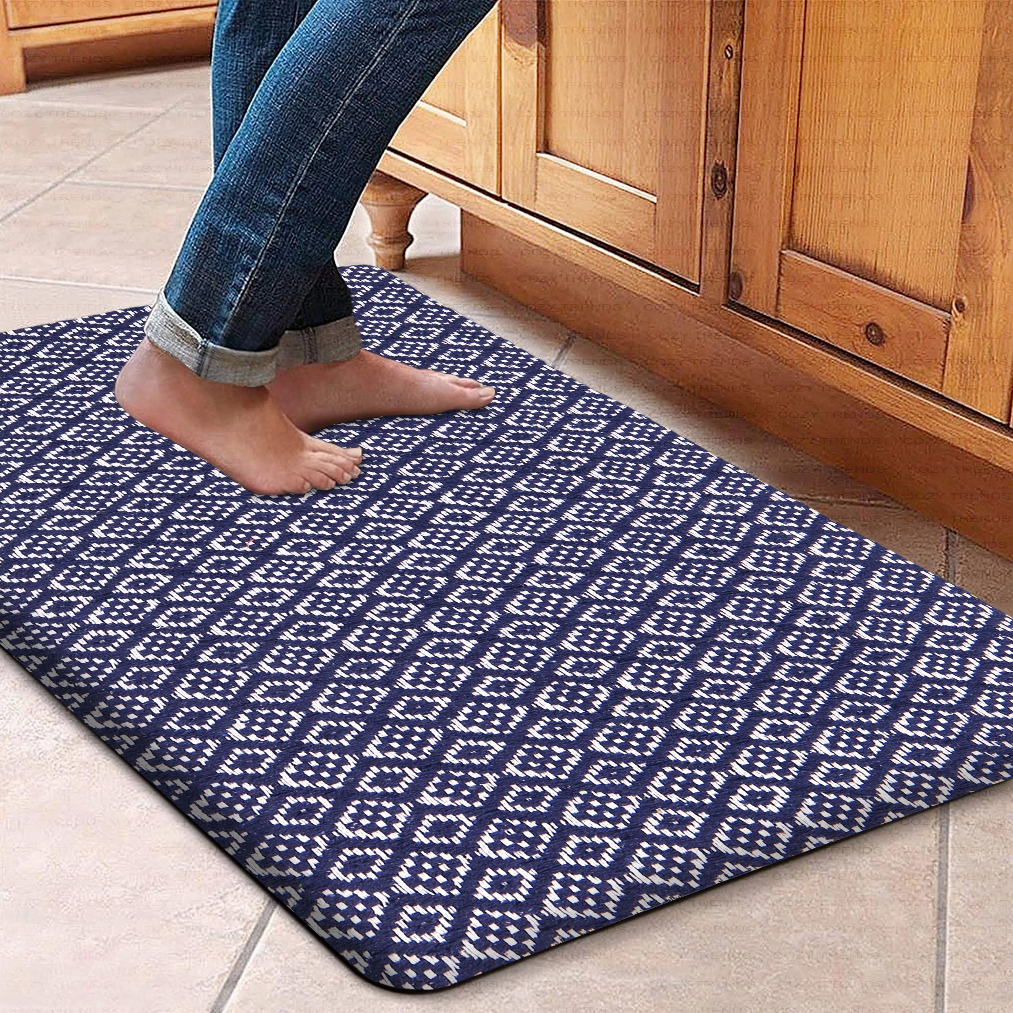 Woven Cotton Anti Fatigue Cushioned Kitchen | Doormat | Bathroom 18 x 30 Mats With Foam Backing Anti Slip - 18''x30''