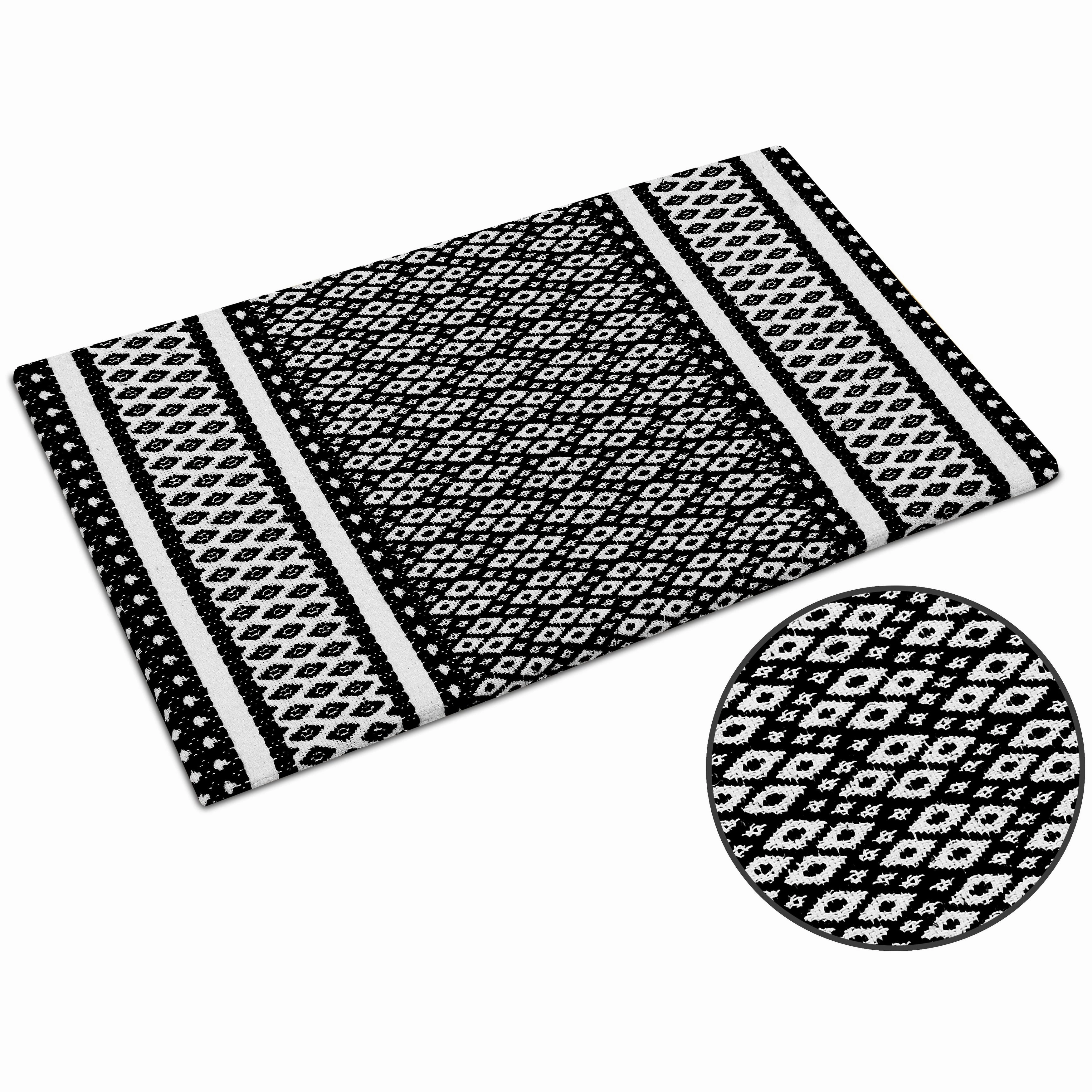 Woven Cotton Anti Fatigue Cushioned Kitchen | Doormat | Bathroom 18 x 30 Mats With Foam Backing Anti Slip - 18''x30''
