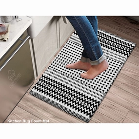 Woven Cotton Anti Fatigue Cushioned Kitchen | Doormat | Bathroom 18 x 30 Mats With Foam Backing Anti Slip - 18''x30''