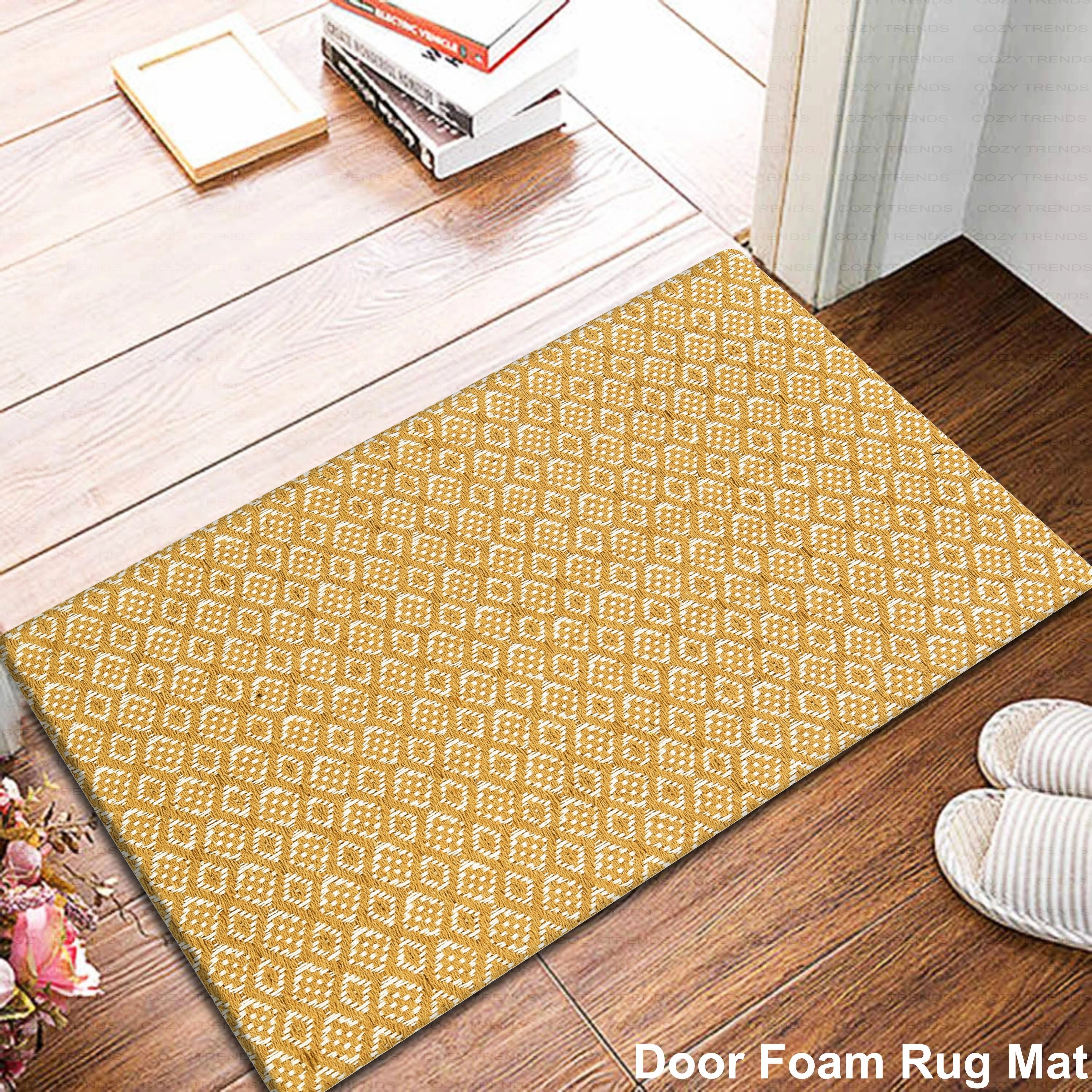 Woven Cotton Anti Fatigue Cushioned Kitchen | Doormat | Bathroom 18 x 30 Mats With Foam Backing Anti Slip - 18''x30''
