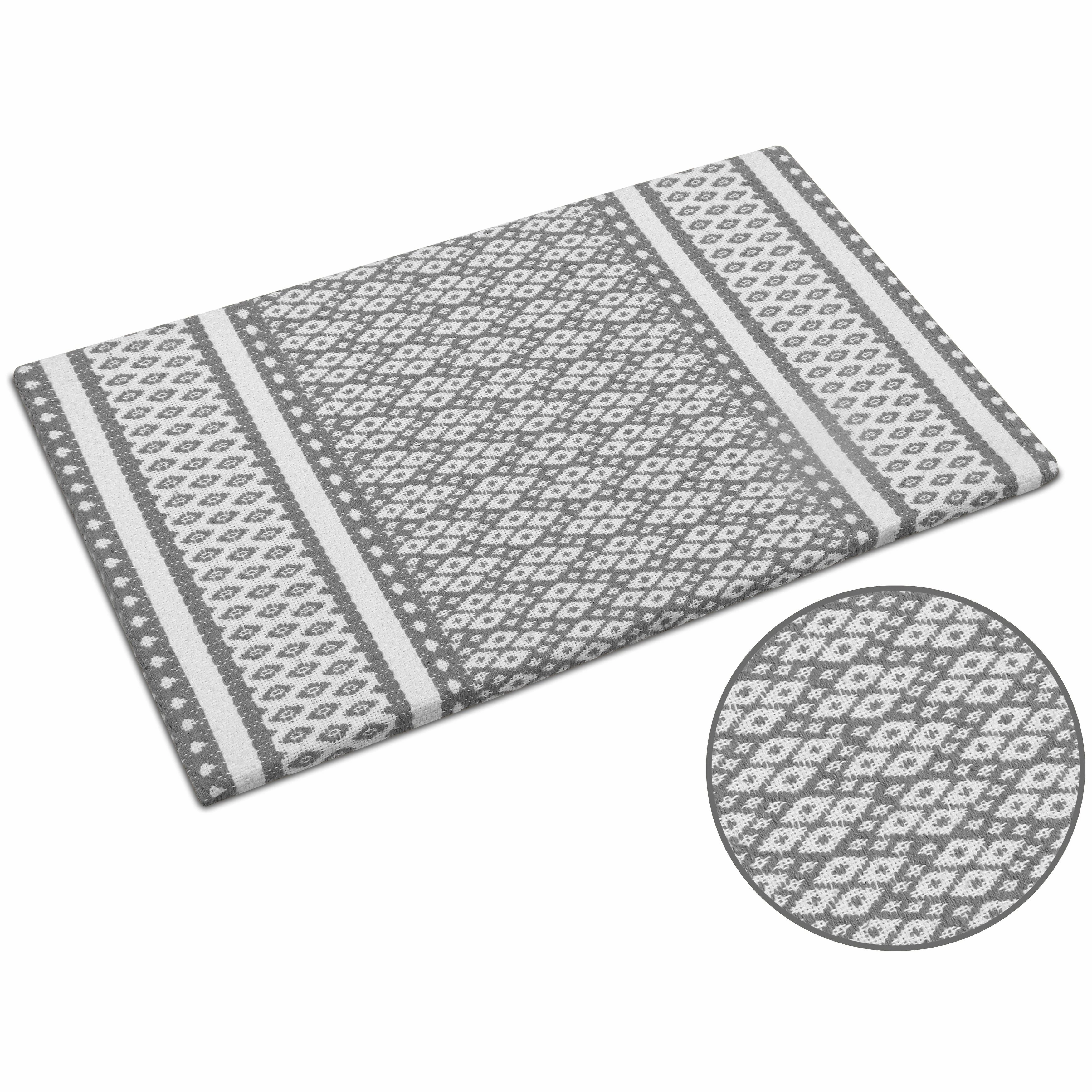 Woven Cotton Anti Fatigue Cushioned Kitchen | Doormat | Bathroom 18 x 30 Mats With Foam Backing Anti Slip - 18''x30''