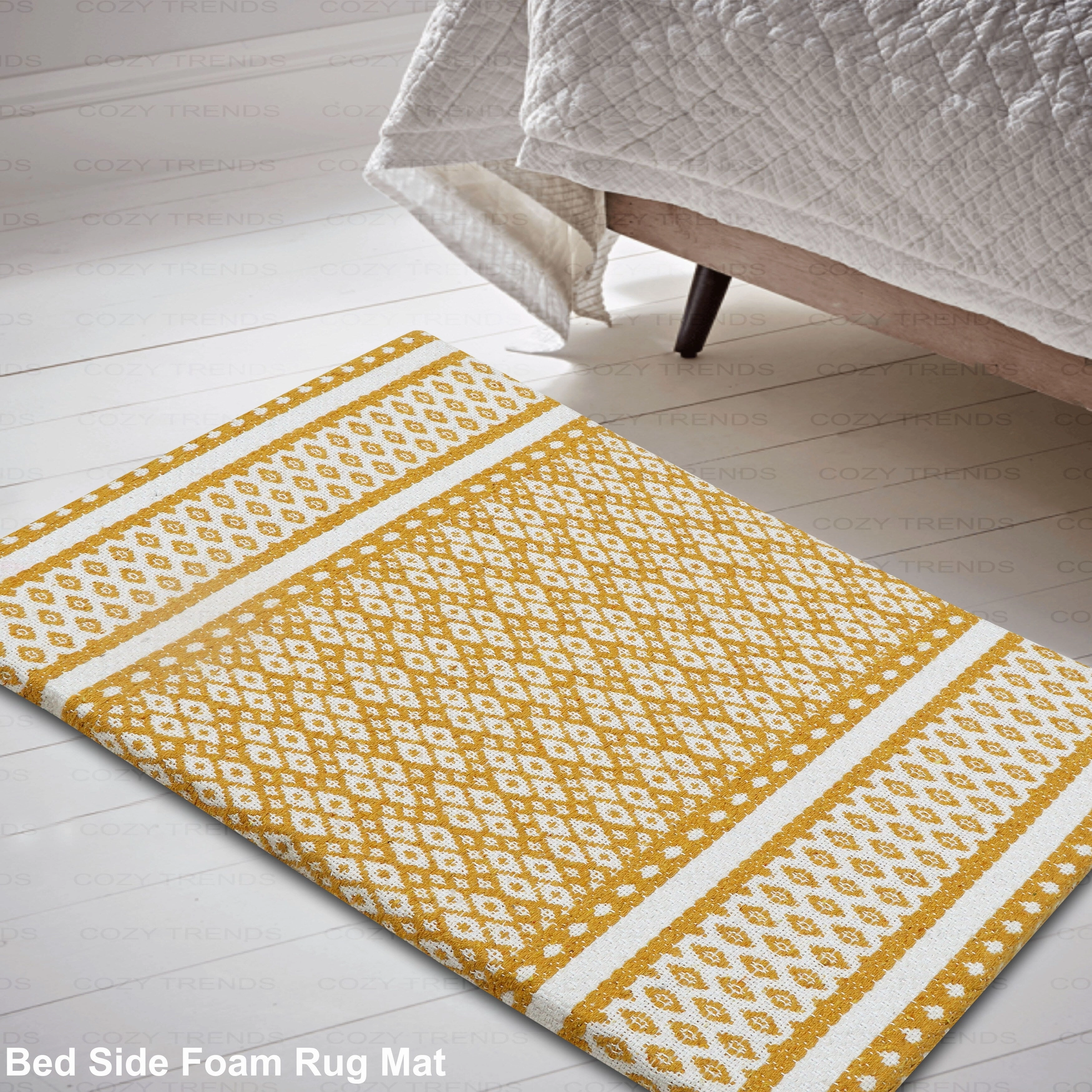 Woven Cotton Anti Fatigue Cushioned Kitchen | Doormat | Bathroom 18 x 30 Mats With Foam Backing Anti Slip - 18''x30''