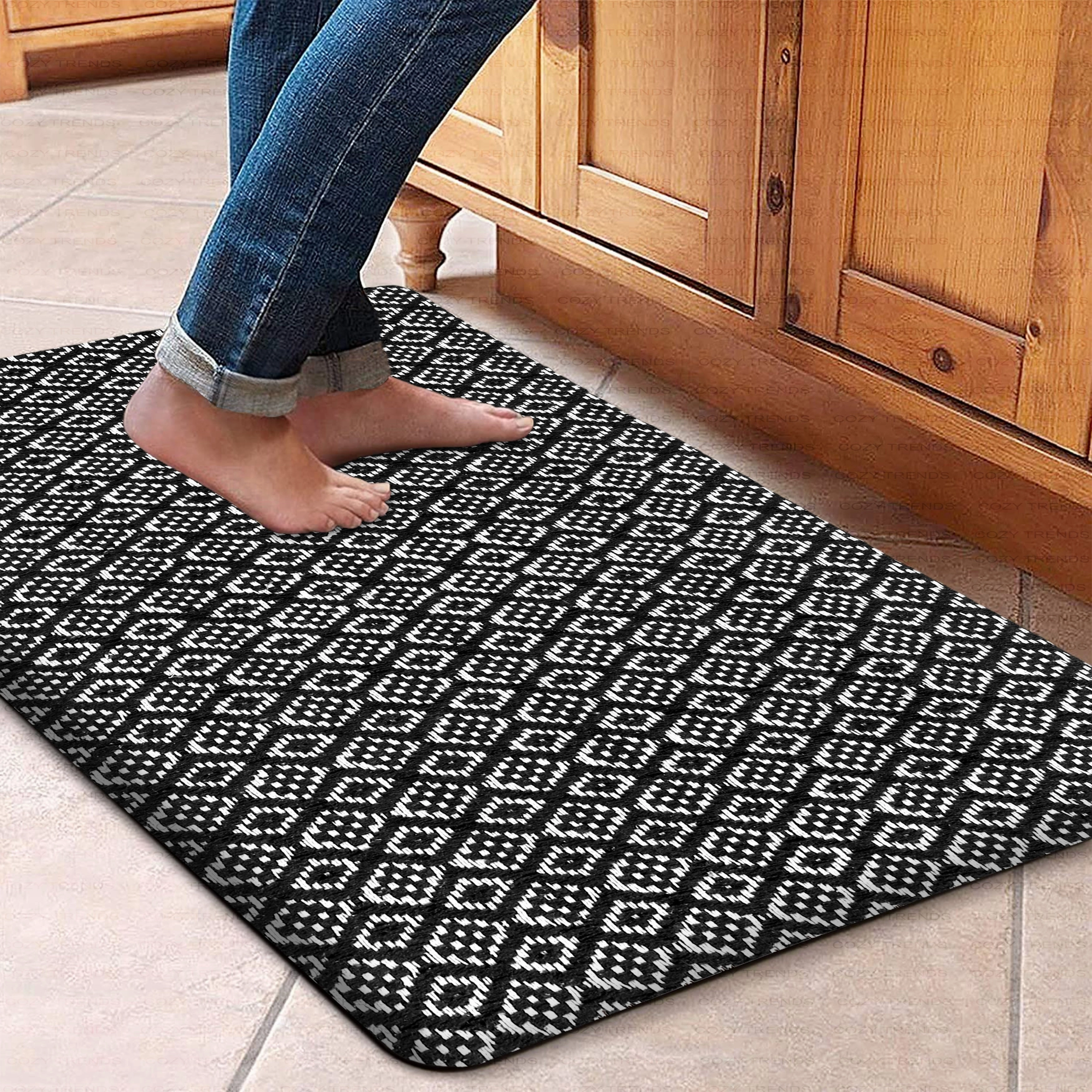 Woven Cotton Anti Fatigue Cushioned Kitchen | Doormat | Bathroom 18 x 30 Mats With Foam Backing Anti Slip - 18''x30''