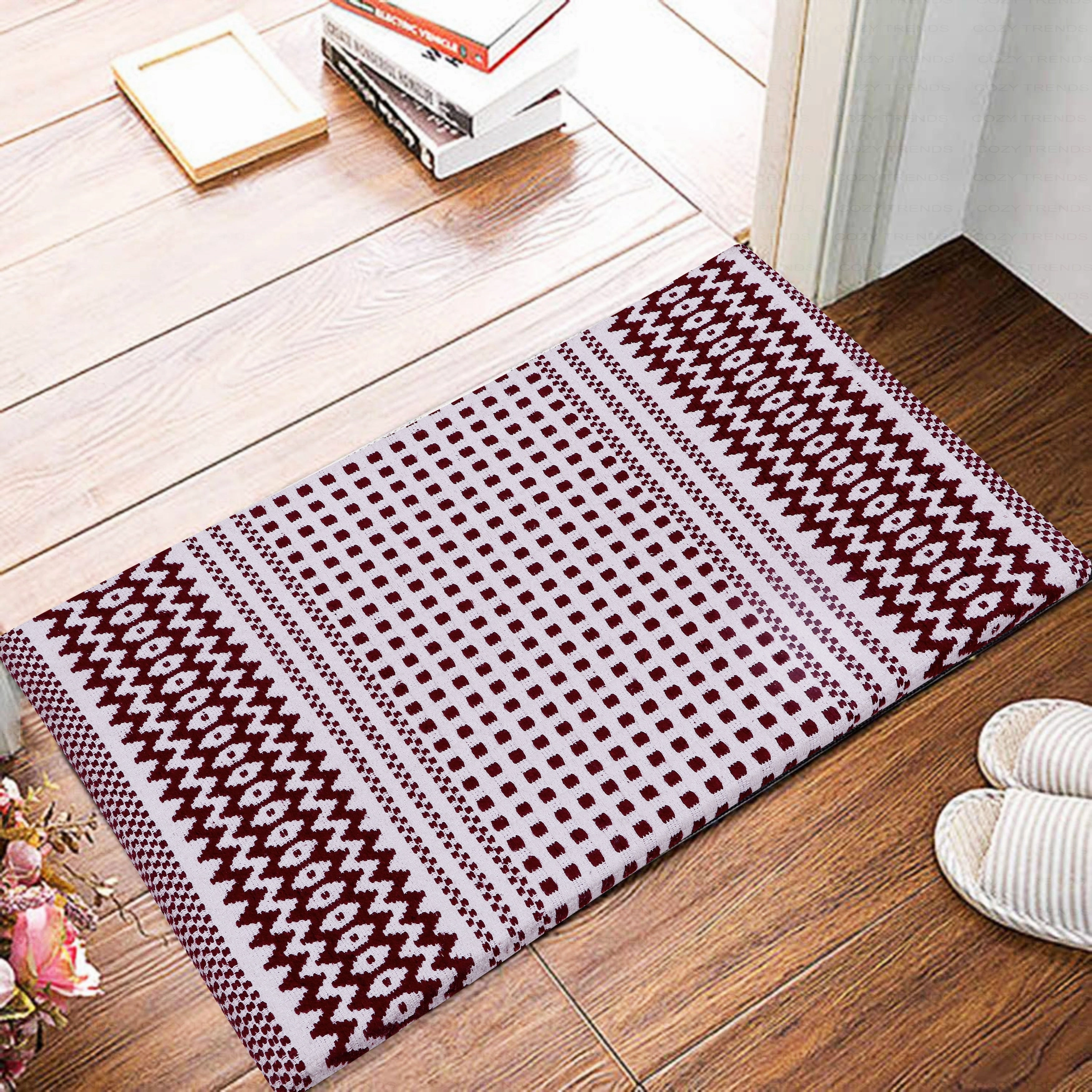 Woven Cotton Anti Fatigue Cushioned Kitchen | Doormat | Bathroom 18 x 30 Mats With Foam Backing Anti Slip - 18''x30''