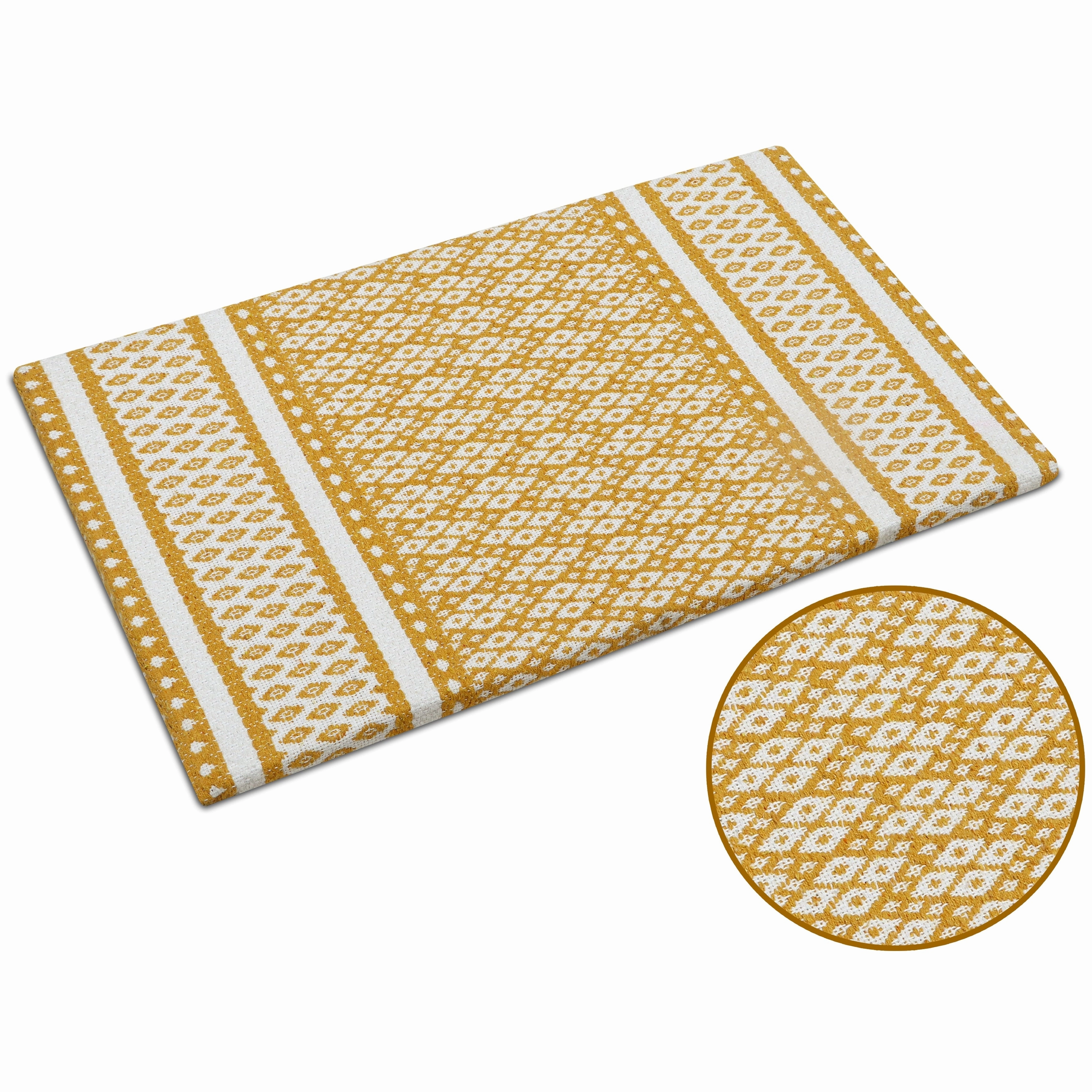 Woven Cotton Anti Fatigue Cushioned Kitchen | Doormat | Bathroom 18 x 30 Mats With Foam Backing Anti Slip - 18''x30''