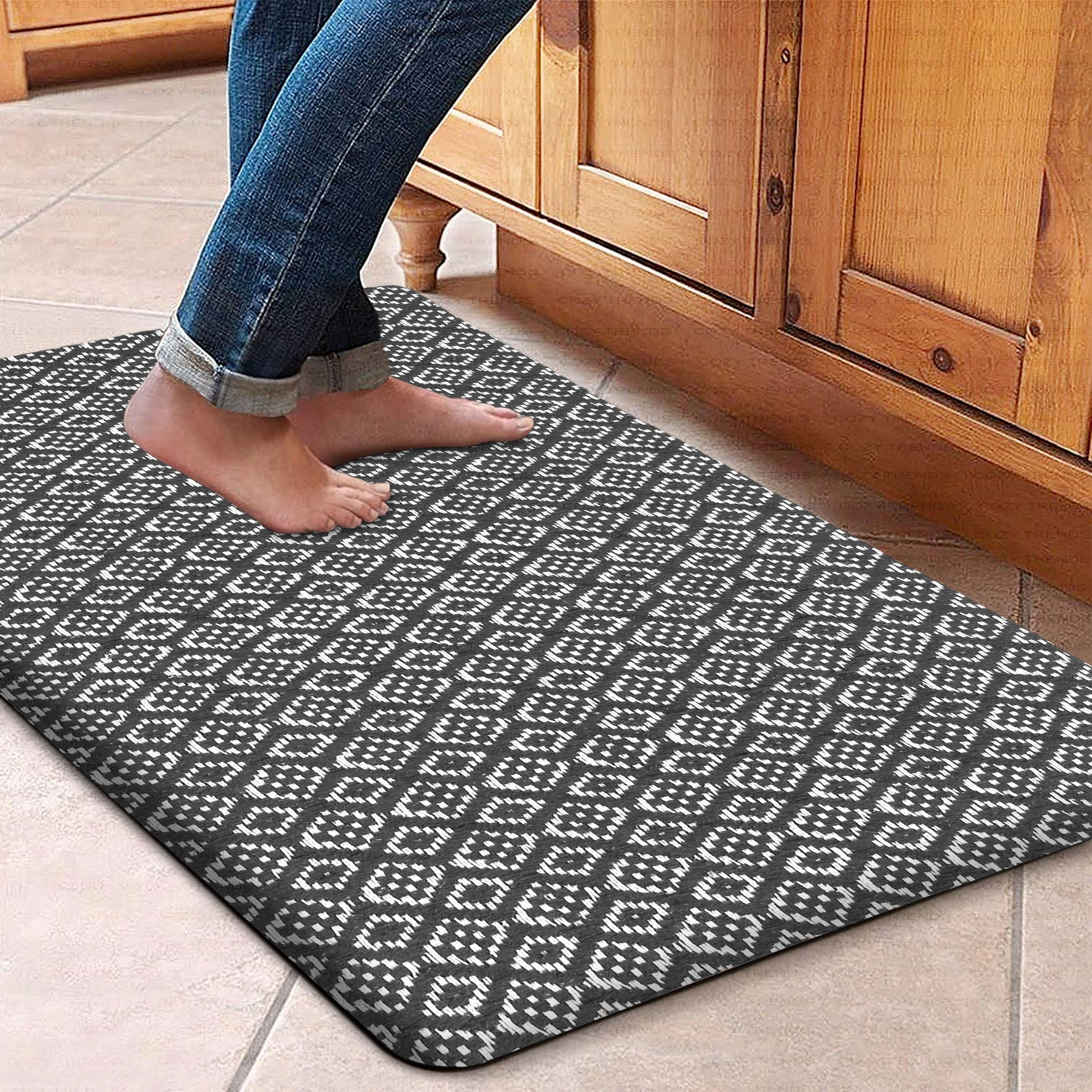 Woven Cotton Anti Fatigue Cushioned Kitchen | Doormat | Bathroom 18 x 30 Mats With Foam Backing Anti Slip - 18''x30''