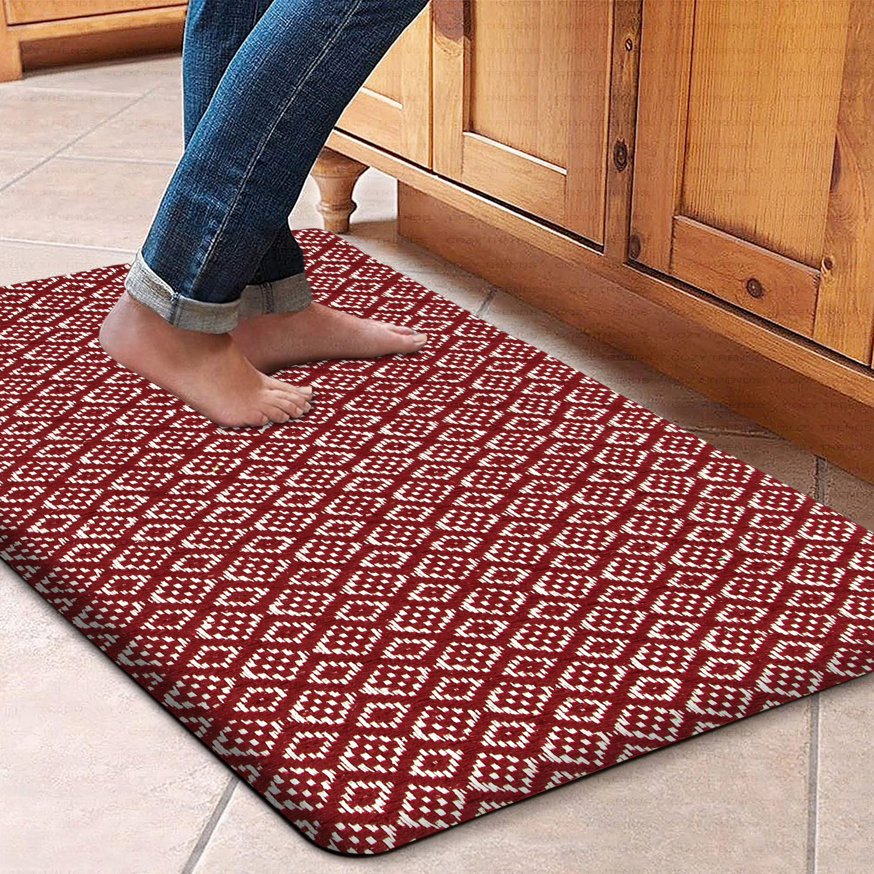 Woven Cotton Anti Fatigue Cushioned Kitchen | Doormat | Bathroom 18 x 30 Mats With Foam Backing Anti Slip - 18''x30''