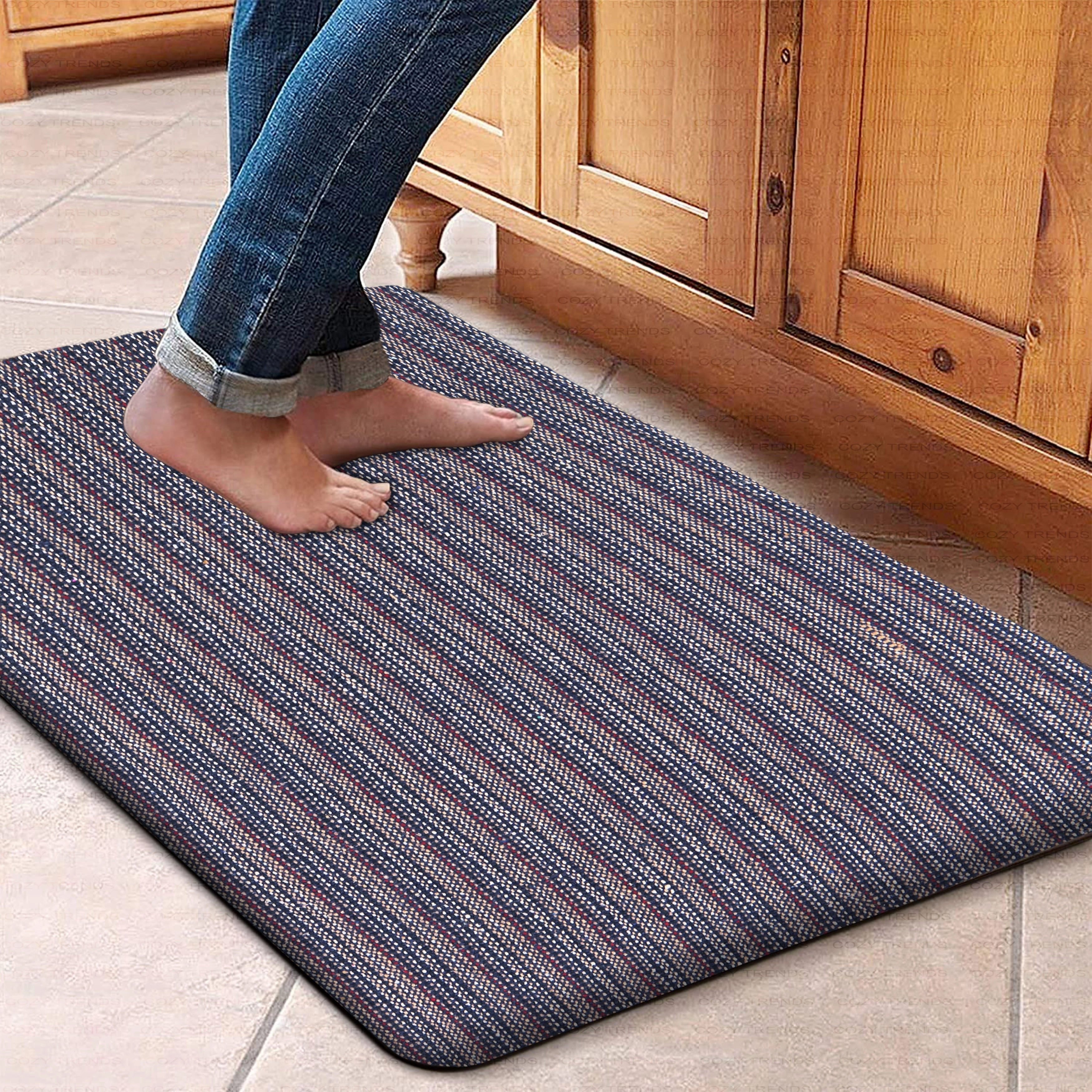 Woven Cotton Anti Fatigue Cushioned Kitchen | Doormat | Bathroom 18 x 30 Mats With Foam Backing Anti Slip - 18''x30''