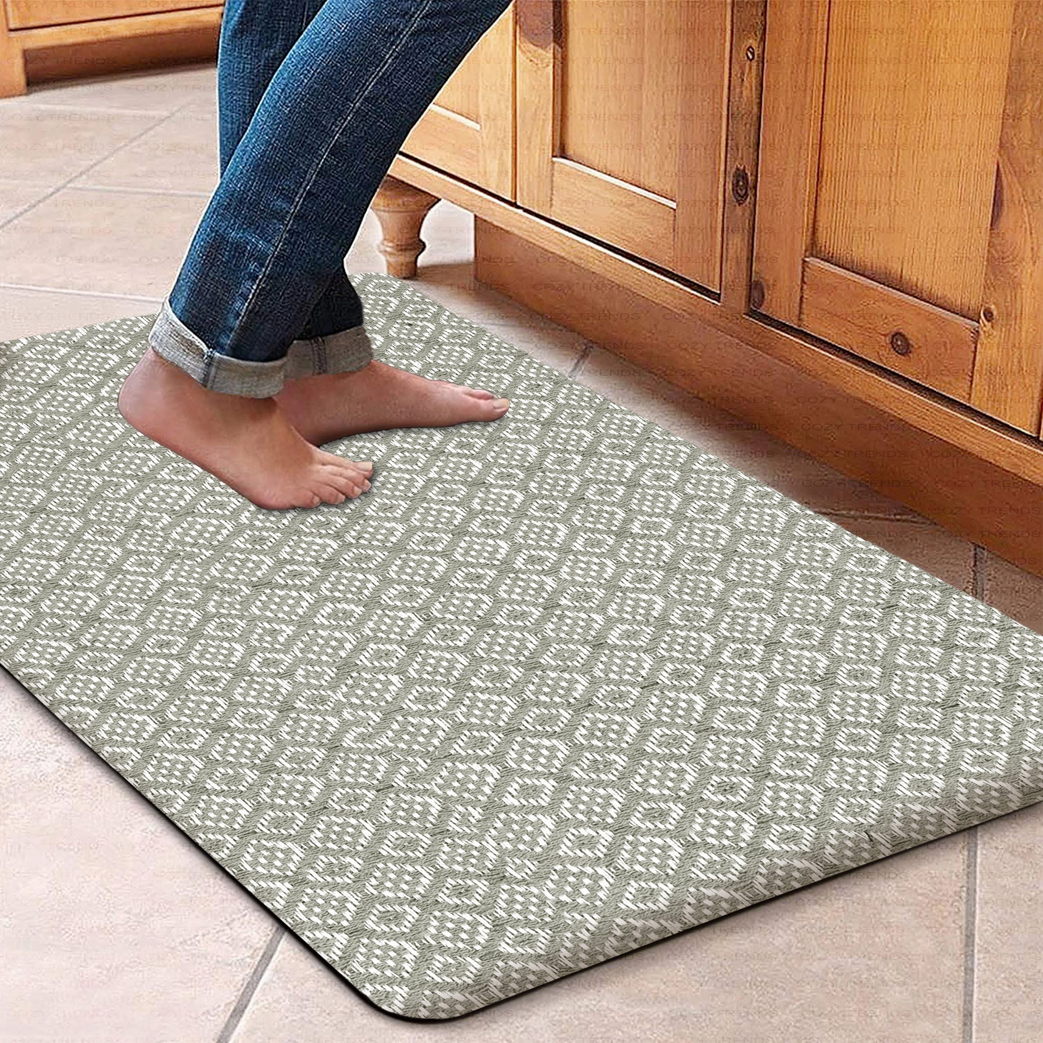 Woven Cotton Anti Fatigue Cushioned Kitchen | Doormat | Bathroom 18 x 30 Mats With Foam Backing Anti Slip - 18''x30''