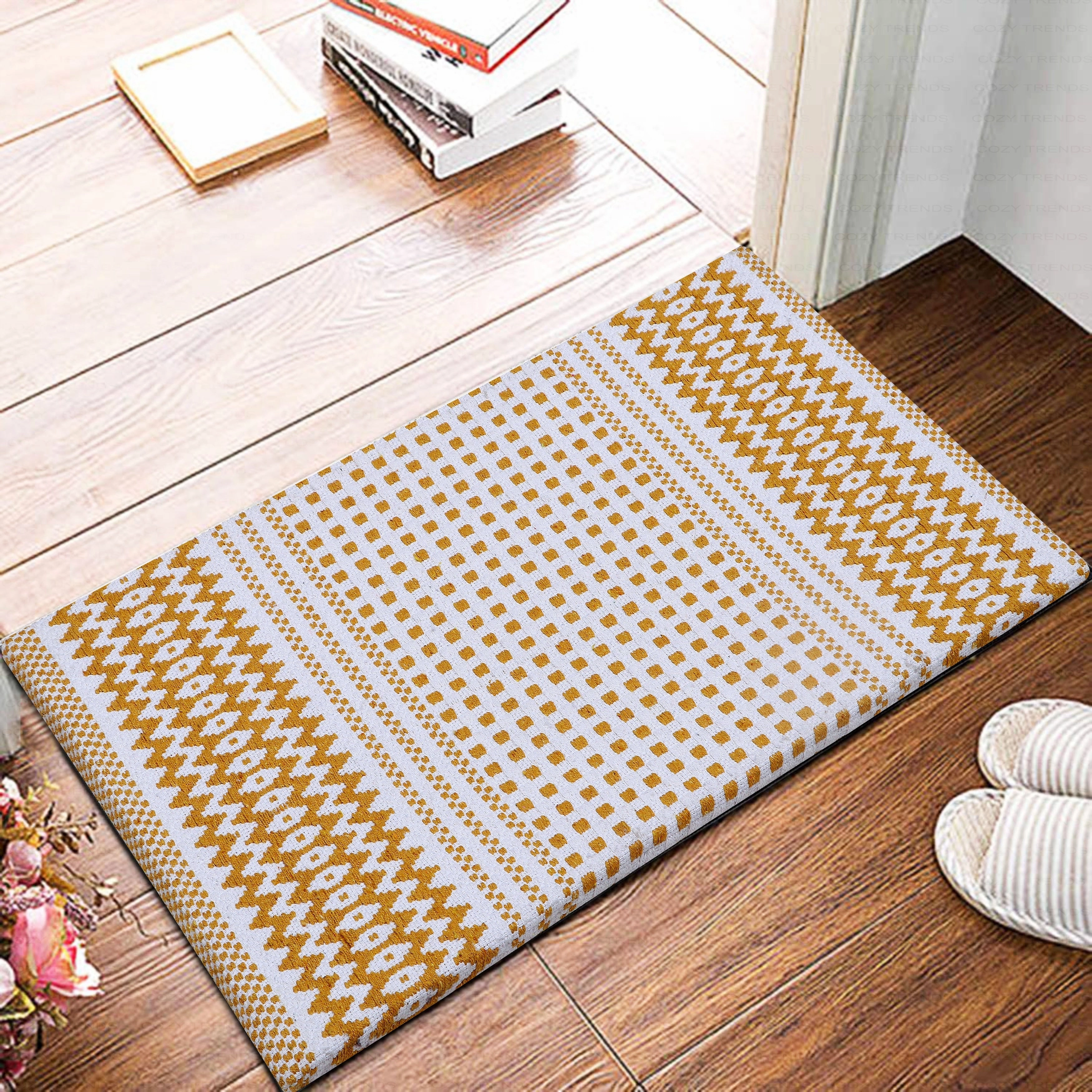 Woven Cotton Anti Fatigue Cushioned Kitchen | Doormat | Bathroom 18 x 30 Mats With Foam Backing Anti Slip - 18''x30''