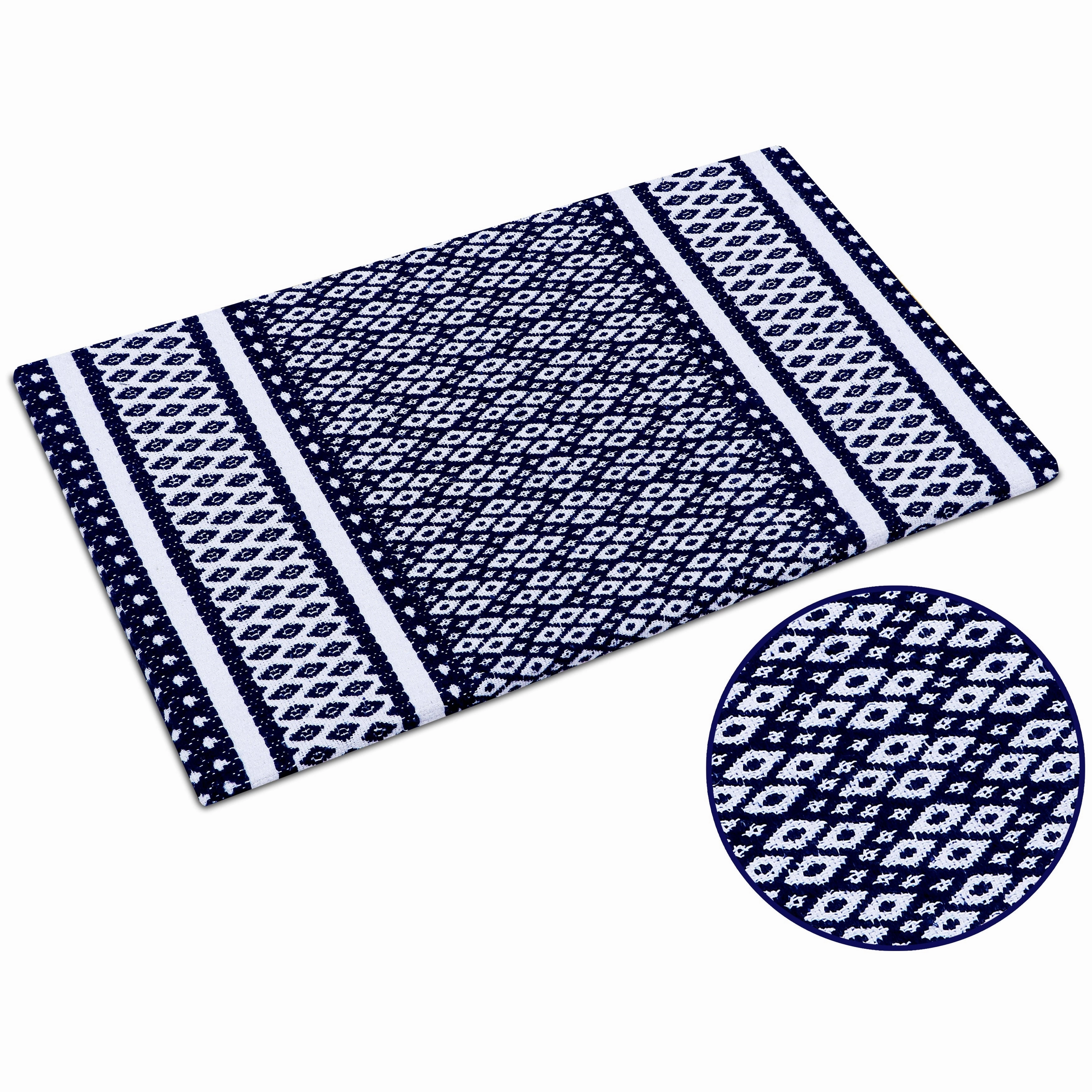 Woven Cotton Anti Fatigue Cushioned Kitchen | Doormat | Bathroom 18 x 30 Mats With Foam Backing Anti Slip - 18''x30''
