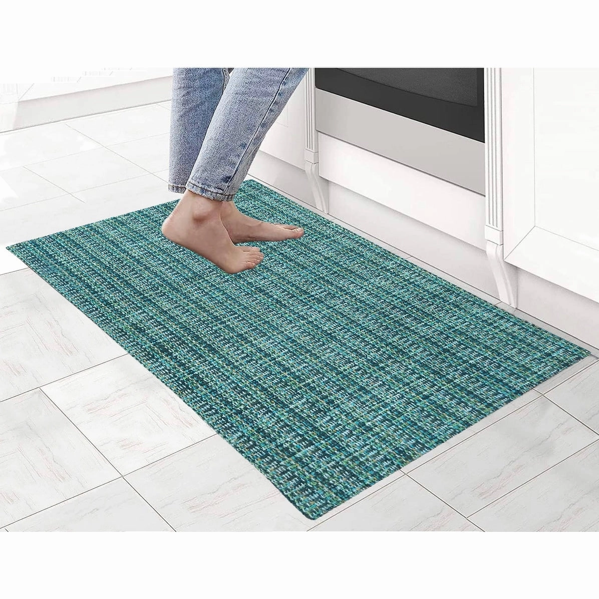 Woven Cotton Anti Fatigue Cushioned Kitchen | Doormat | Bathroom 18 x 30 Mats With Foam Backing Anti Slip - 18''x30''