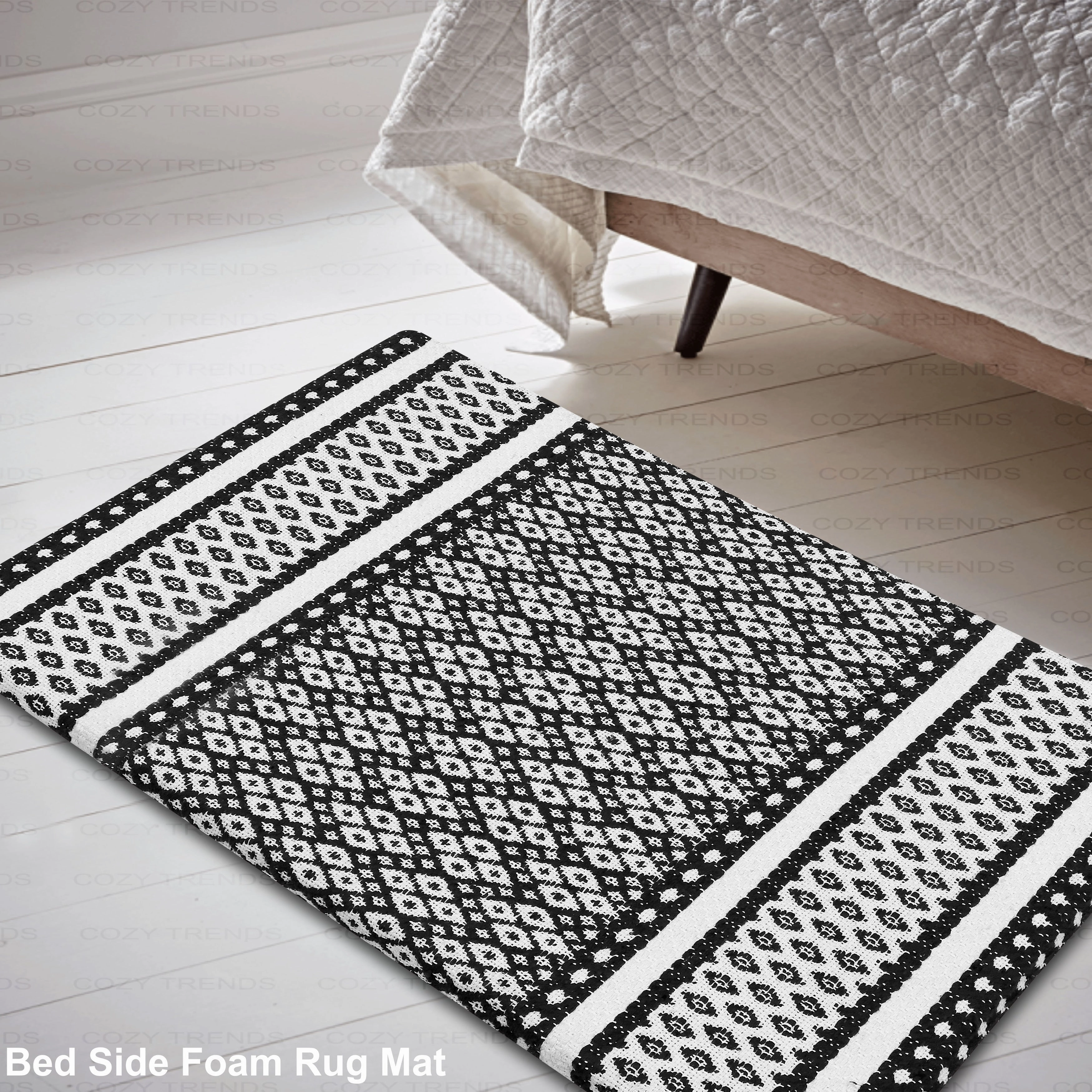 Woven Cotton Anti Fatigue Cushioned Kitchen | Doormat | Bathroom 18 x 30 Mats With Foam Backing Anti Slip - 18''x30''